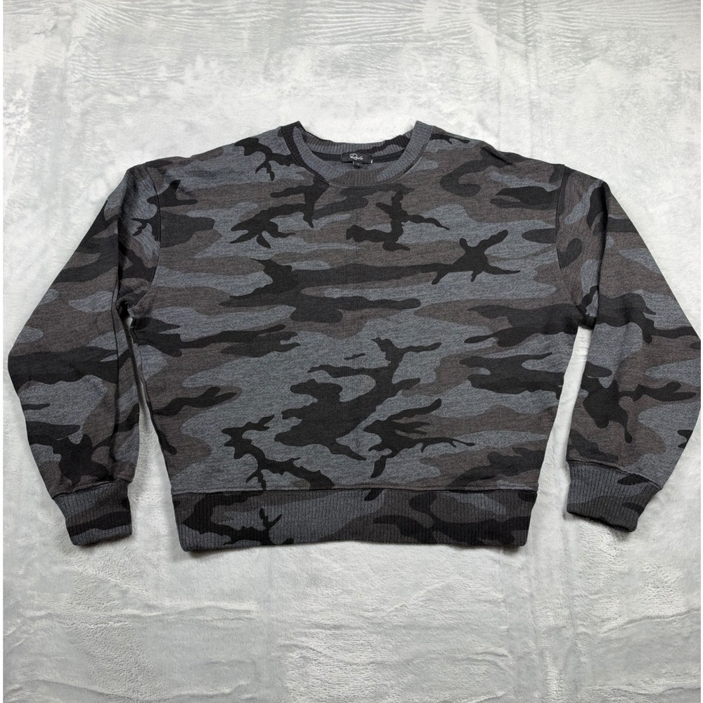 Rails Ramona Iron Camo Sweatshirt Women's S Gray Black Camouflage Crewneck